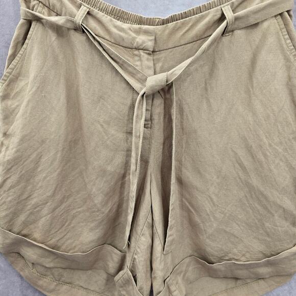 Lane Bryant Tan Linen Flat Front Bermuda Bottoms Pants Shorts Plus 14/16 - Picture 3 of 5